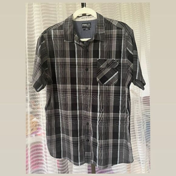 O’Neill Plaid Short Sleeve Button Up Top Shirt Men’s Large - Picture 4 of 5